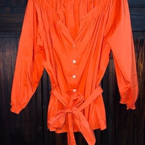 Talbots Orange Button-Up‎ Women's Top